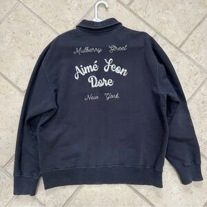 Aime Leon Dore Navy Sweatshirt with chain Stitch mulberry street design